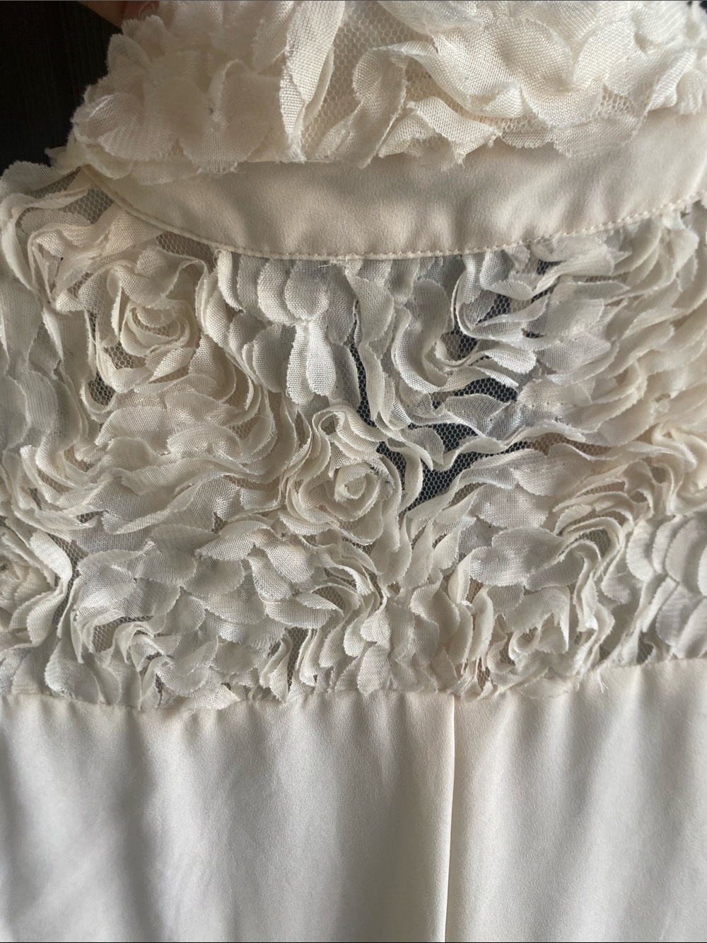 ECI Sleeveless Ivory Ruffle-Collar Button Front Blouse - Picture 8 of 15